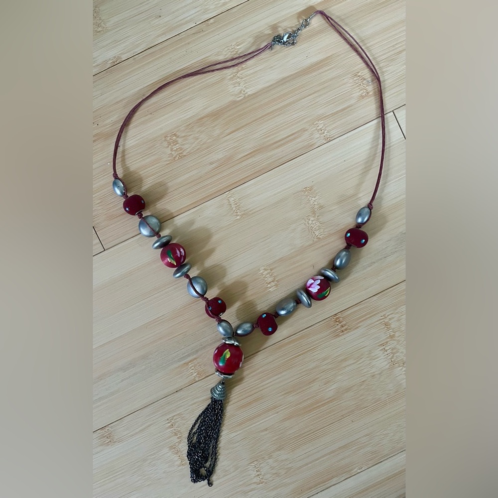 Beaded tassel necklace